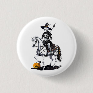 Badge Rond 2,50 Cm Cavalier de cheval squelette - Squelette d'Hallowe