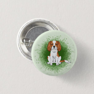 Badge Rond 2,50 Cm Cavalier King Charles Spaniel Blenheim sur fond ve