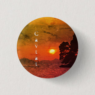 Badge Rond 2,50 Cm Cavtat, Croatia view of Sunset 1974 Filter