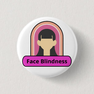 Badge Rond 2,50 Cm cécité faciale fille - rose et blanc
