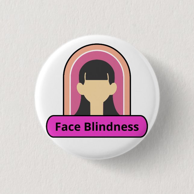 Badge Rond 2,50 Cm cécité faciale fille - rose et blanc (Devant)