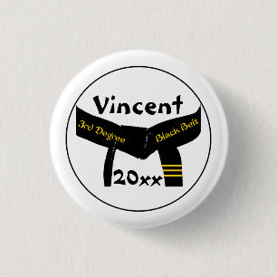 Badge Rond 2,50 Cm Ceinture noire de 3ème degré d'arts martiaux