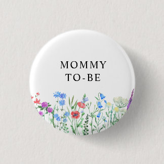Badge Rond 2,50 Cm Célébration de Baby Shower aux Fleurs Sauvages Mul