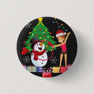 Badge Rond 2,50 Cm Célébration de Noël de gymnastique rythmique