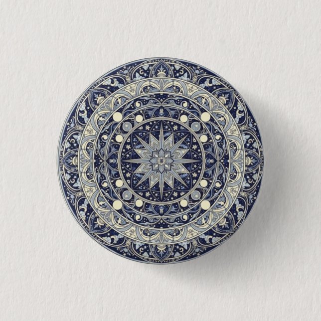 Badge Rond 2,50 Cm Celestial Compass Mandala Star Pattern Art (Devant)