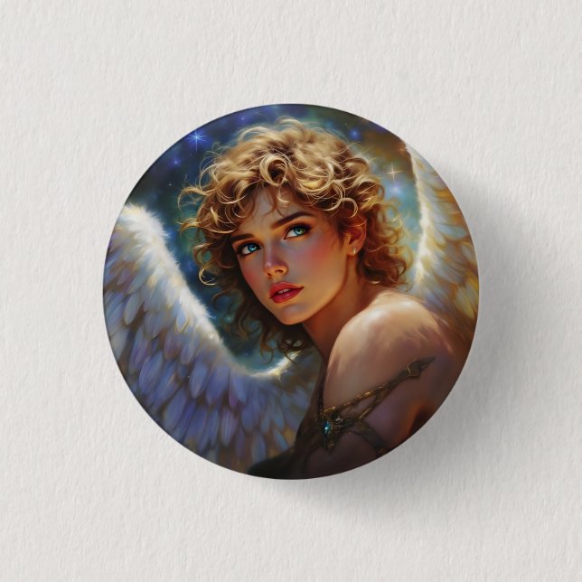 Badge Rond 2,50 Cm Celestial Guardian - Angel des étoiles (Devant)