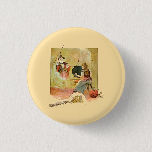 Badge Rond 2,50 Cm Cendrillon et sa marraine fée  (Devant)