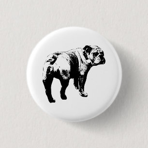 Badge Rond 2,50 Cm Cercle Bouledogue, Regard Audacieux