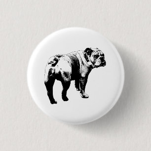 Badge Rond 2,50 Cm Cercle Bulldog, Regard Audacieux