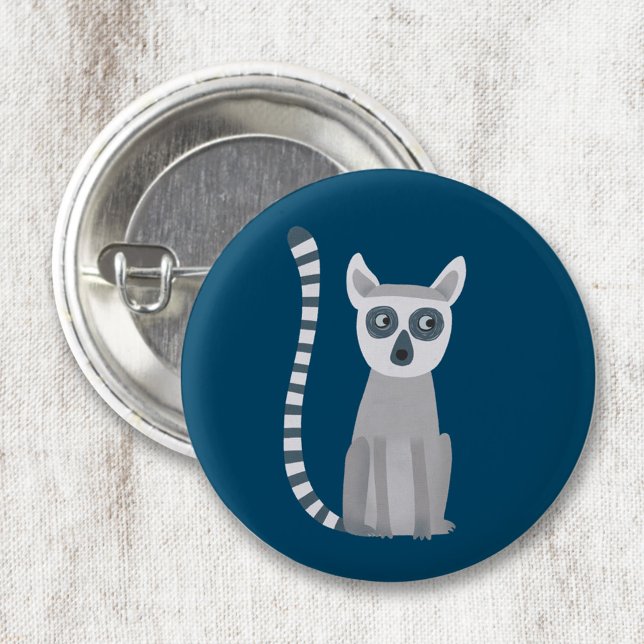 Badge Rond 2,50 Cm Cercler Lemur (Fun ring tailed lemur button for wildlife and animal lovers)