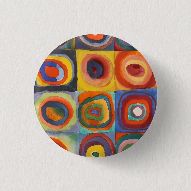Badge Rond 2,50 Cm Cercles concentrés Carré de Kandinsky (Devant)