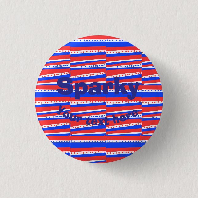 Badge Rond 2,50 Cm Cercles Rayures Bleu Blanc Rouge (Devant)