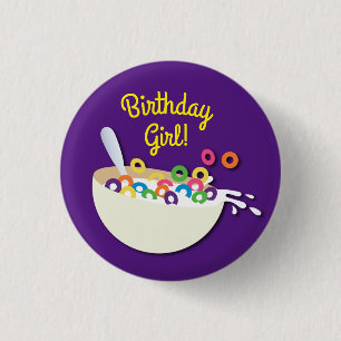 Badge Rond 2,50 Cm Cereal Bowl Enfants Slepover Anniversaire fête mig