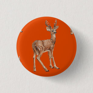 Badge Rond 2,50 Cm Cerf en rouge