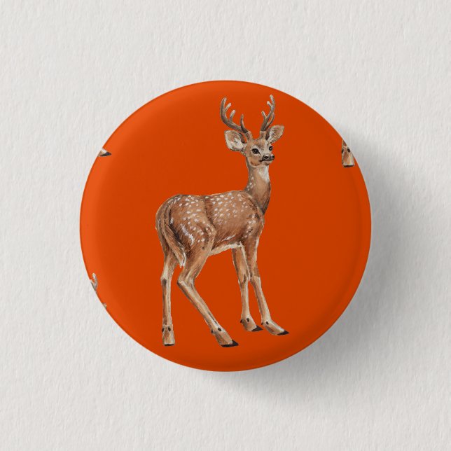 Badge Rond 2,50 Cm Cerf en rouge (Devant)