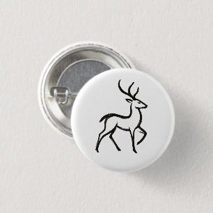 Badge Rond 2,50 Cm Cerf Minimaliste – Conception de faune à l'encre e