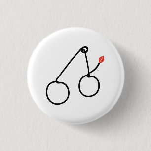 Badge Rond 2,50 Cm Cerises minimalistes Un dessin en une ligne avec u