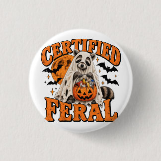 Badge Rond 2,50 Cm Certifié Fou Raton Laveur Fantôme Vintage