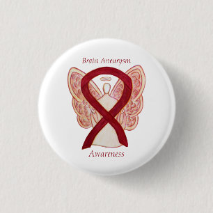 Badge Rond 2,50 Cm Cerveau Aneurie Sensibilisation Angel Ruban Art Pi