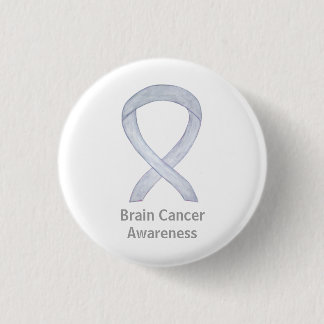 Badge Rond 2,50 Cm Cerveau Cancer Gris Sensibilisation Ruban Bouton É