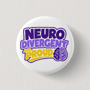 Badge Rond 2,50 Cm Cerveau neurodivergent et fier