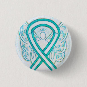 Badge Rond 2,50 Cm Cervical Cancer Awareness Ruban Angel Button Pin