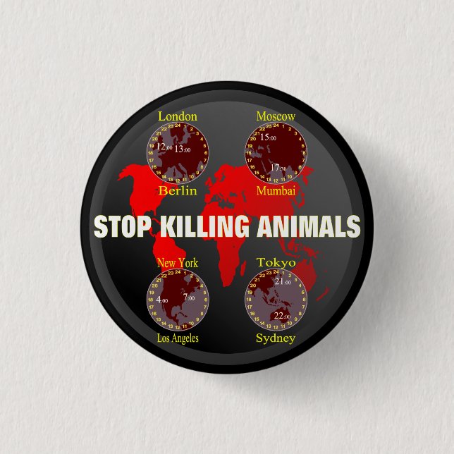 Badge Rond 2,50 Cm Cessez de tuer des animaux (Devant)