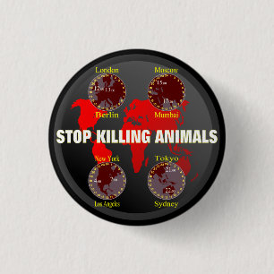 Badge Rond 2,50 Cm Cessez de tuer des animaux
