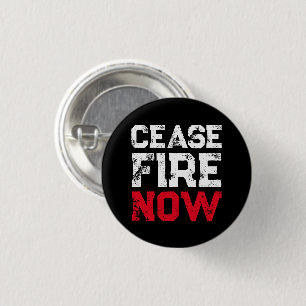 Badge Rond 2,50 Cm Cessez le feu Maintenant blanc rouge noir grunge t
