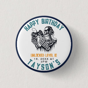 Badge Rond 2,50 Cm C'est Game On Skull – Fête d'anniversaire de jeu