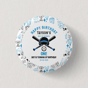 Badge Rond 2,50 Cm C'est l'heure du match de baseball 1er anniversair