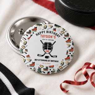 Badge Rond 2,50 Cm C'est l'heure du match de hockey pour la 1re fête