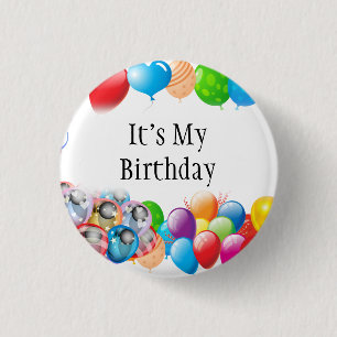 Badge Rond 2,50 Cm C'est mes ballons colorés d'anniversaire