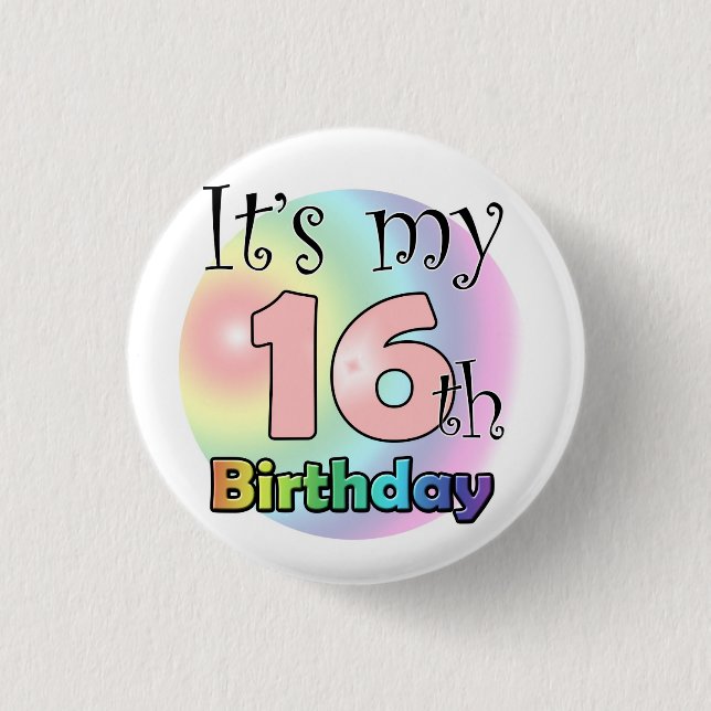 Badge Rond 2,50 Cm C'est mon 16ème anniversaire (roze) (Devant)