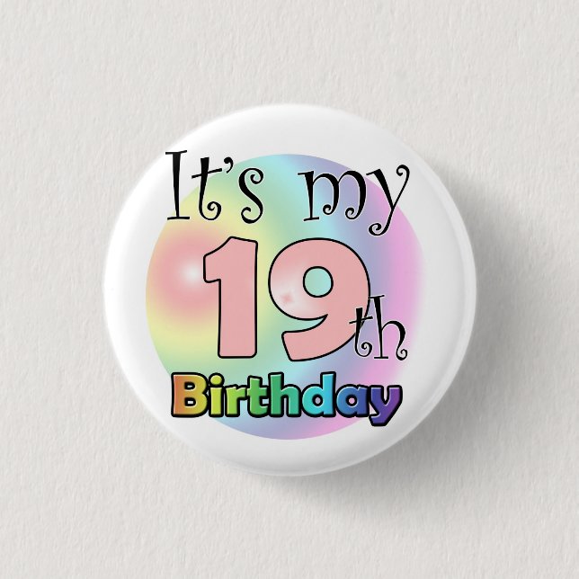 Badge Rond 2,50 Cm C'est mon 19e anniversaire (roze) (Devant)