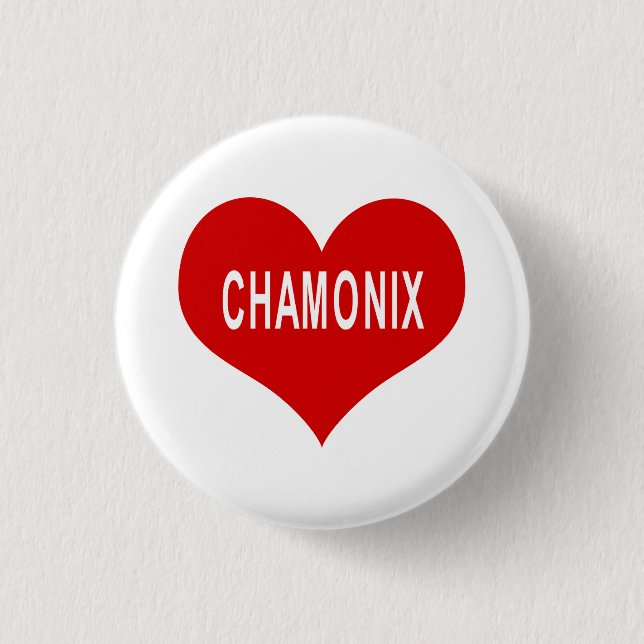 Badge Rond 2,50 Cm CHAMONIX Cœur Rouge Amour (Devant)