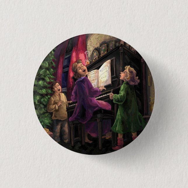 Badge Rond 2,50 Cm Chant de Noël le long (Devant)