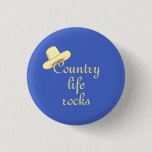 Badge Rond 2,50 Cm Chapeau Country & Calligraphie