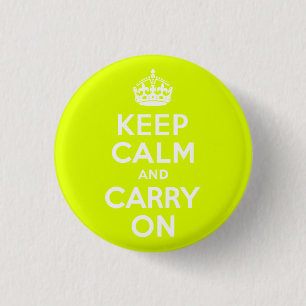 Badge Rond 2,50 Cm Chartreuse Keep Calm and Carry On