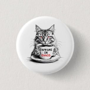 Badge Rond 2,50 Cm Chat amateur de café sans caféine, pas de misérico