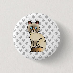 Badge Rond 2,50 Cm Chat Birman écaille de tortue / Ragdoll mignon & p