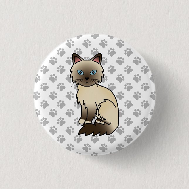Badge Rond 2,50 Cm Chat Birman / Ragdoll Point Chocolat & Pattes Mign (Devant)