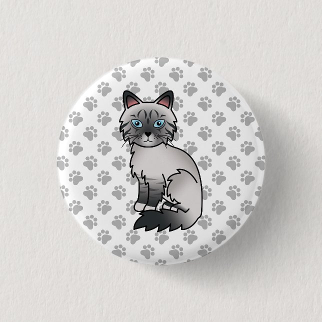 Badge Rond 2,50 Cm Chat bleu tabby Birman / Ragdoll mignon & pattes (Devant)