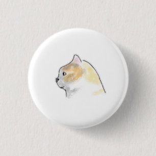 Badge Rond 2,50 Cm Chat calicot ginger au profil doux pastel