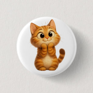 Badge Rond 2,50 Cm Chat Cartoon Cute, Chat Tabby Orange