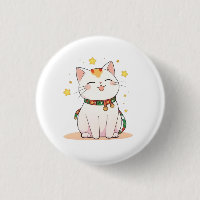 Chat Chanceux avec Étoiles Design Kawaii