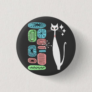 Badge Rond 2,50 Cm Chat Cool moderne rétro à l'ère atomique du mil