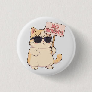 Badge Rond 2,50 Cm Chat Cool Pas de Lundi Mème Esthétique