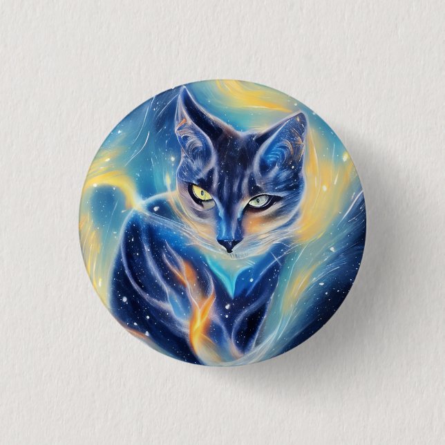 Badge Rond 2,50 Cm Chat cosmique (Devant)