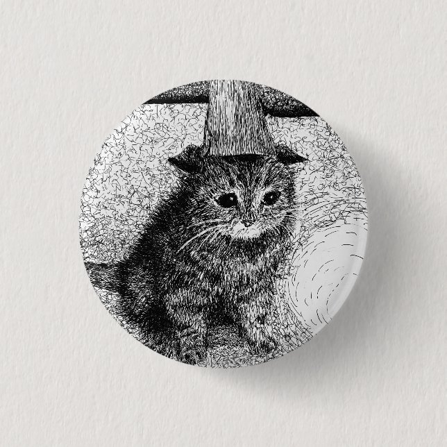 Badge Rond 2,50 Cm Chat d'anniversaire (Devant)